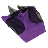 Horse Mesh Fly Mask Breathable Elastic Horse Face Mask with Ears Protection Riding Equestrian Equipment Purple - Rear View