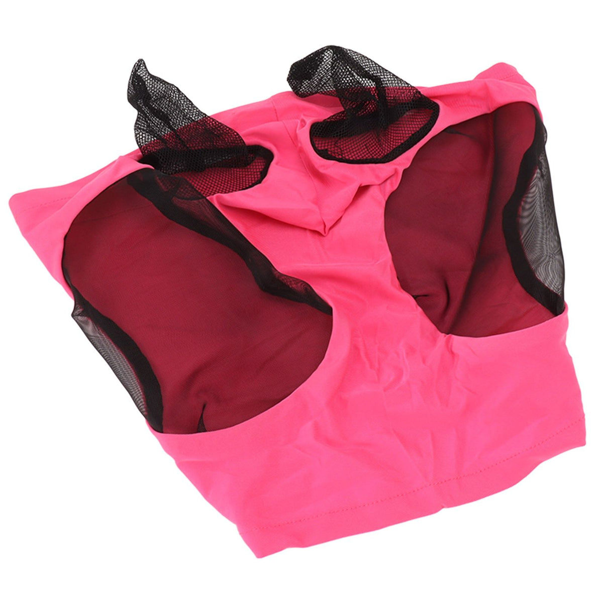 Horse Mesh Fly Mask Breathable Elastic Horse Face Mask with Ears Protection Riding Equestrian Equipment Rose Red