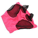 Horse Mesh Fly Mask Breathable Elastic Horse Face Mask with Ears Protection Riding Equestrian Equipment Rose Red - Top-Down View