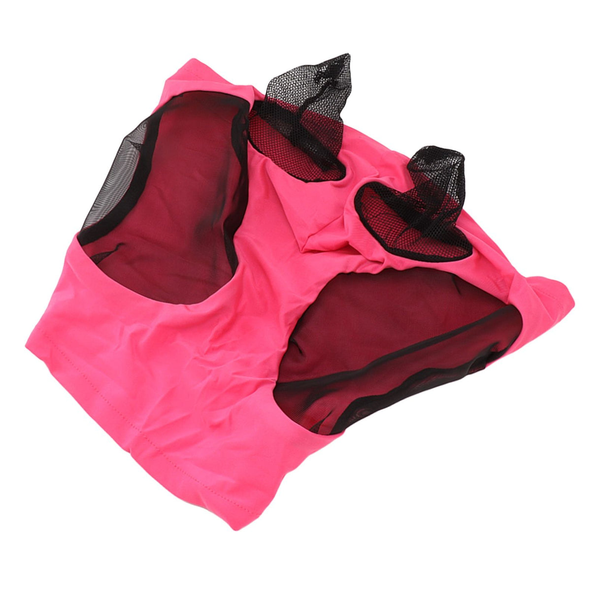 Horse Mesh Fly Mask Breathable Elastic Horse Face Mask with Ears Protection Riding Equestrian Equipment Rose Red