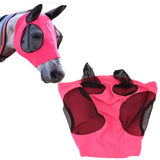 Horse Mesh Fly Mask Breathable Elastic Horse Face Mask with Ears Protection Riding Equestrian Equipment Rose Red