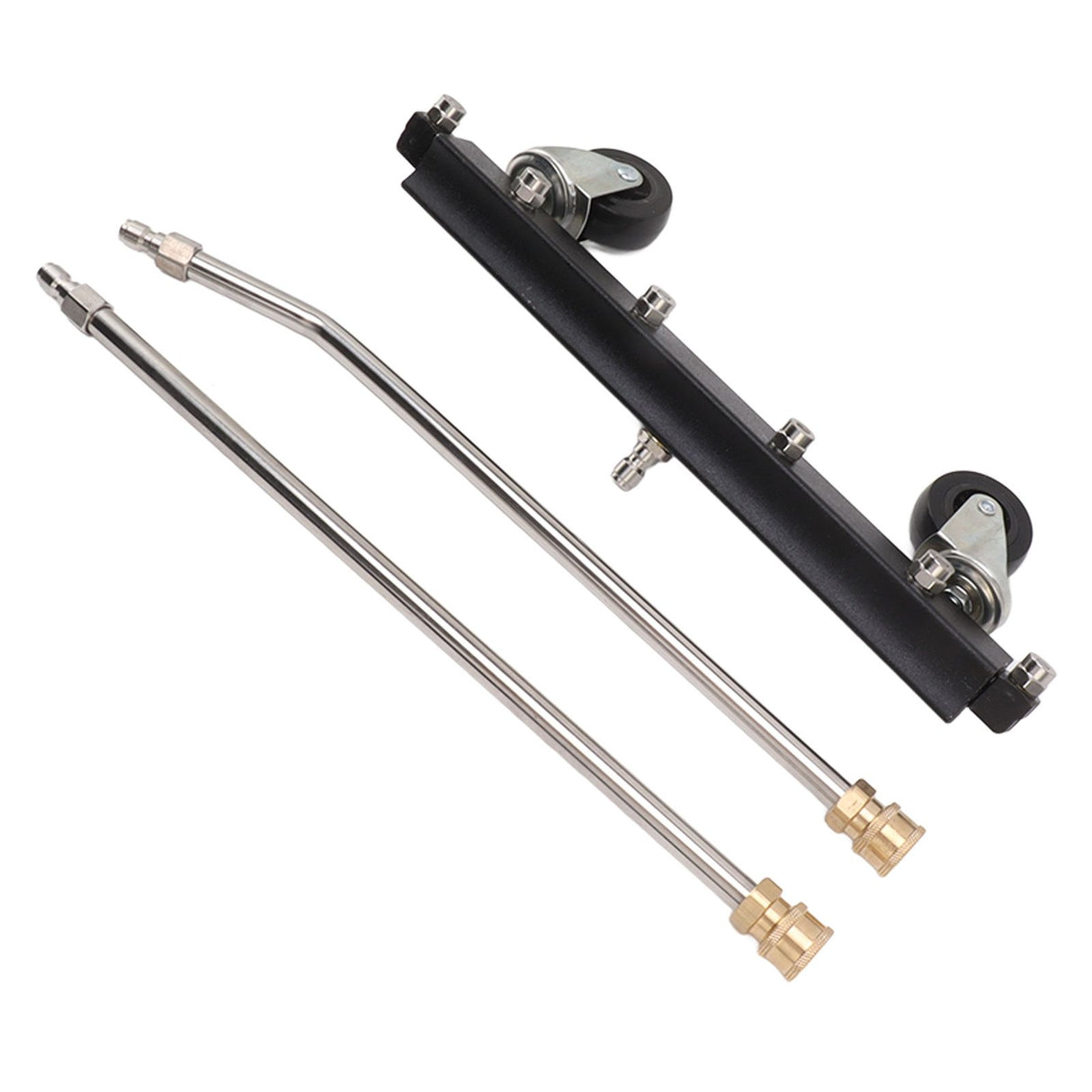 Pressure Washer Undercarriage Cleaner with 6 Nozzles 2 Extension Wands Under Car Water Broom with Swivel Wheel 4000psi Black Pavement Sprinkler