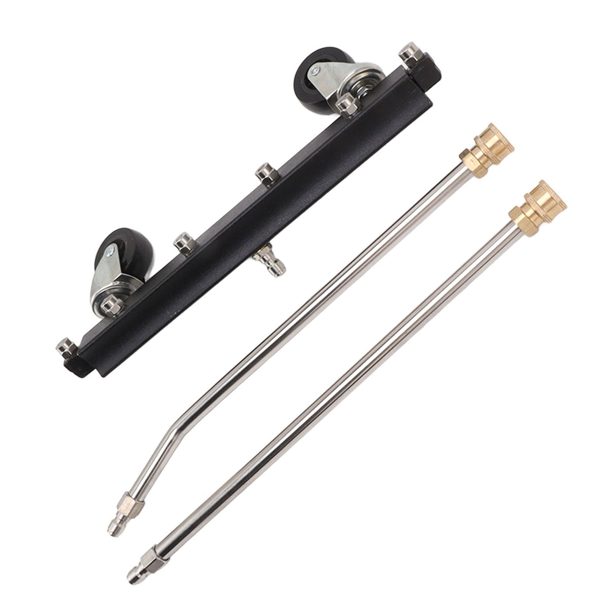 Pressure Washer Undercarriage Cleaner with 6 Nozzles 2 Extension Wands Under Car Water Broom with Swivel Wheel 4000psi Black Pavement Sprinkler