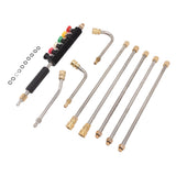 Pressure Washer Extension Wand 5 Straight Rod 3 Curve Rod Set Power Washer Lance with 6 Nozzles 1/4in Quick Connect - Rear View