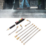 Pressure Washer Extension Wand 5 Straight Rod 3 Curve Rod Set Power Washer Lance with 6 Nozzles 1/4in Quick Connect - Extra Image
