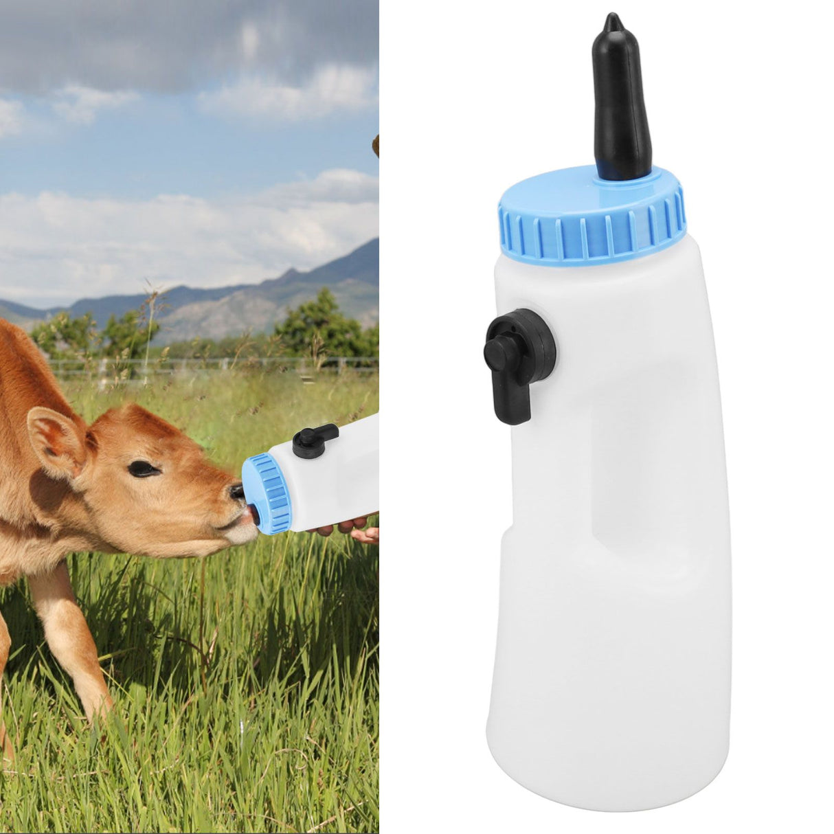 2.5L Vertical Calf Feeding Bottle with Handle Strong Sealing PE Calf Nursing Bottle for Lambs Calves Other Animals