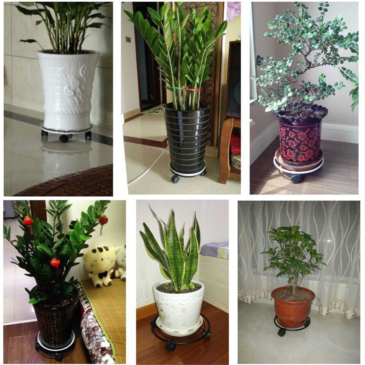 Flower Pot Roller Stand 50kg Load Capacity Rust Prevention Iron Easy to Move Plant Caddy with Wheels for Wine Barrels