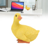Duck Ornament Resin Weather Resistant Cute Vivid Expression Duck Statues Sculpture for Garden Yard Pond Yellow - Extra Image