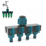 4 Way Water Splitter Garden Irrigation Watering Adapter Hose Connector for Garden Watering Lawn Maintenance European Faucet - 45-Degree Angle