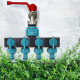 4 Way Water Splitter Garden Irrigation Watering Adapter Hose Connector for Garden Watering Lawn Maintenance European Faucet - Rear View