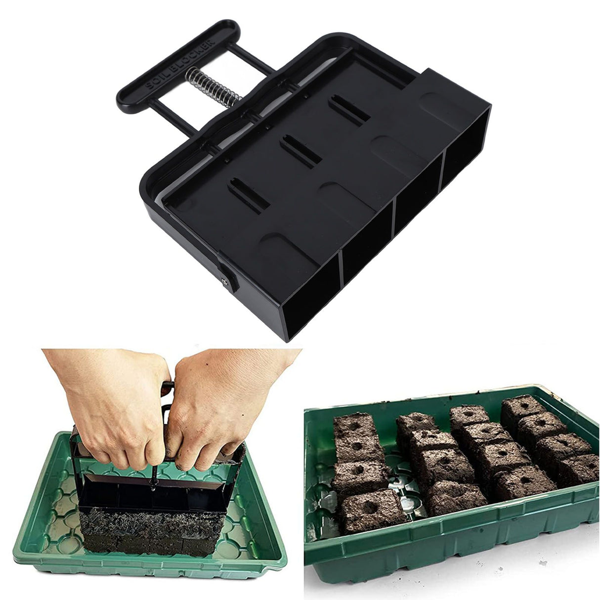 Soil Block Maker with Comfortable Handel ABS 4 Cell Soil Blocking Tool for Seed Starting Germination