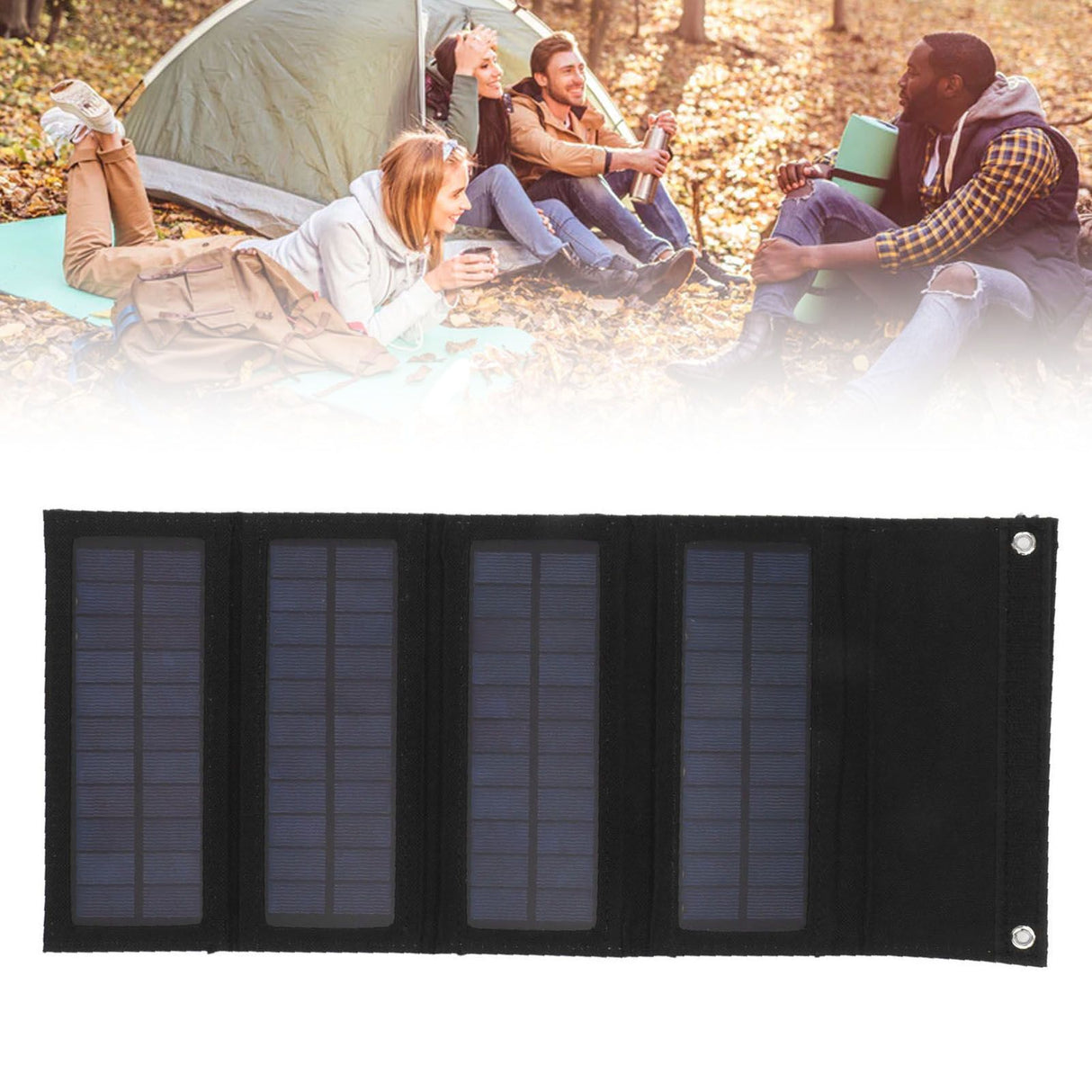 40W 4 Fold Solar Panel Charging Bag Folding Bag Foldable Monocrystalline Solar Panel Charger for Outdoor Camping Hiking Emergency Charging Black