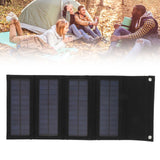 40W 4 Fold Solar Panel Charging Bag Folding Bag Foldable Monocrystalline Solar Panel Charger for Outdoor Camping Hiking Emergency Charging Black