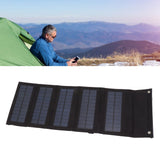 50W Portable Solar Panel Bag Monocrystalline Silicon 5 Folding Solar Panel Case for Outdoor Emergency Black - Extra Image