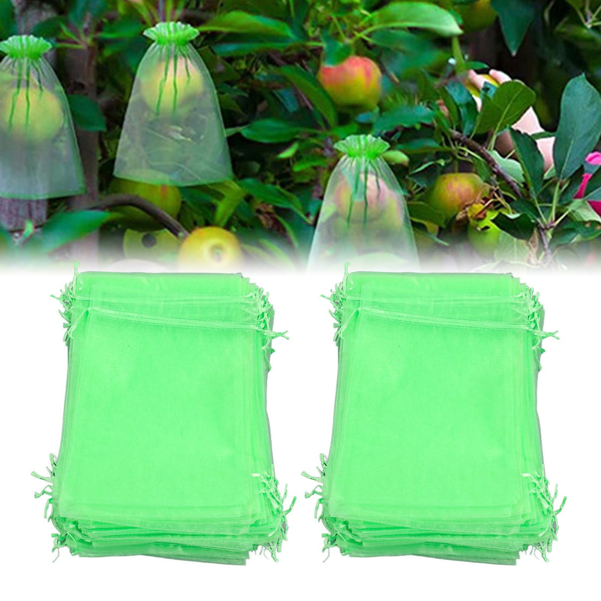 100PCS Fruit Protection Netting Bag Reusable Garden Mesh Barrier Bag for Plant Flower Fruit Trees Green 15x20cm/5.9x7.9in