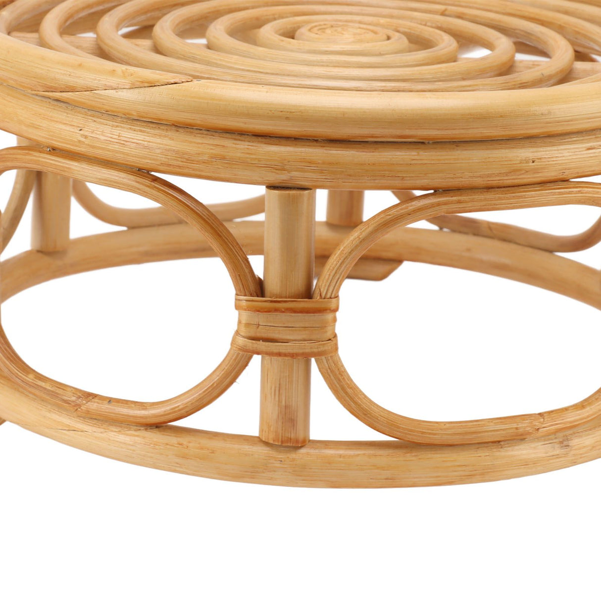Rattan Indoor Plant Stand Round Shape Natural Plant Rack Handmade Rattan Planter Stand for Home Garden Yard Large
