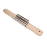 15 Inch Buffing Wheel Rake with Wooden Handle for Compound Cleaning Removing Residual Compounds Metal - Front View