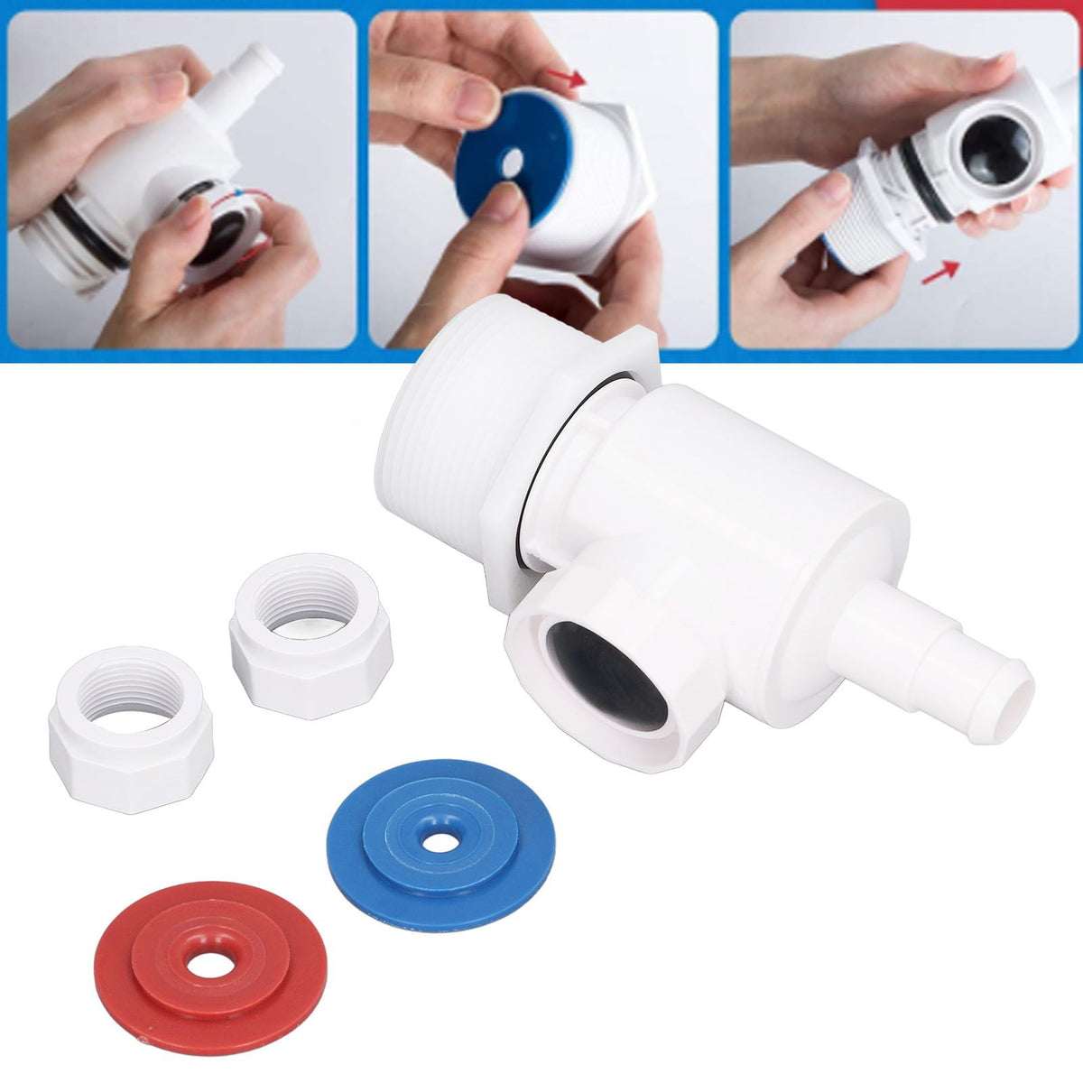 Pool Cleaner Connector Assembly Universal Wall Fitting Connector Assembly With 2pcs Nut For Polaris Zodiac 91009001