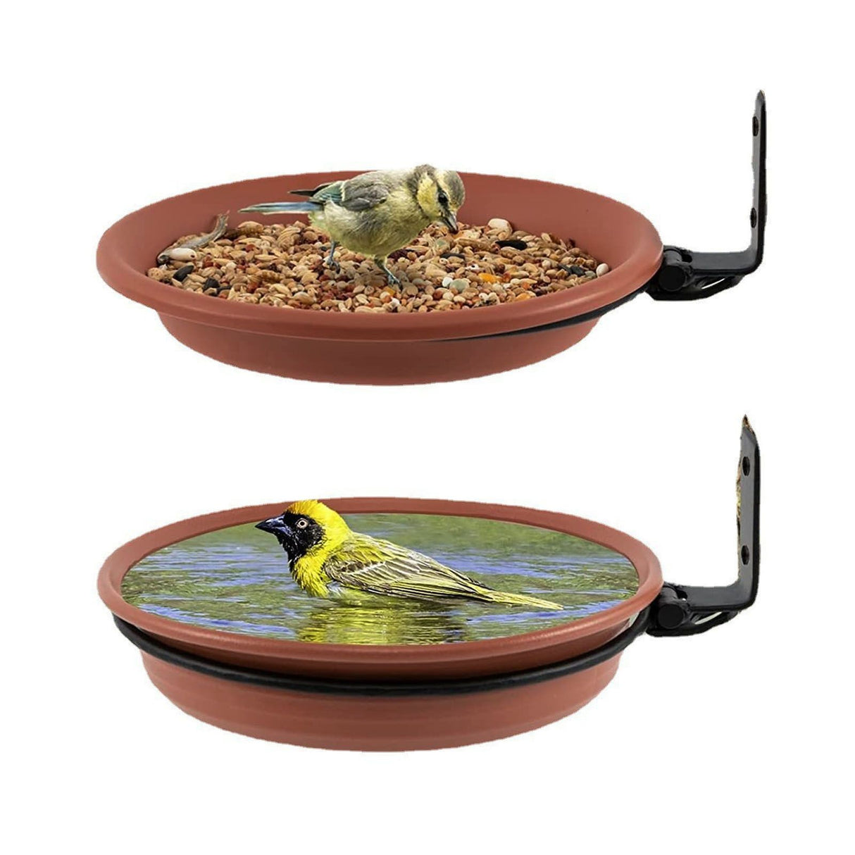Tree Mounted Bird Feeder Tree Mounted Bird Bath Bowl with Heavy Duty Metal Ring for Backyard Terrace 3 Pot and 3 Bracket