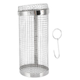 Barbecue Grilling Basket Stainless Steel Heat Resistant Rust Prevention BBQ Grill Cage with Hook for Camping Party 20cm/7.9in