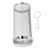 Barbecue Grilling Basket Stainless Steel Heat Resistant Rust Prevention BBQ Grill Cage with Hook for Camping Party 20cm/7.9in - Side View