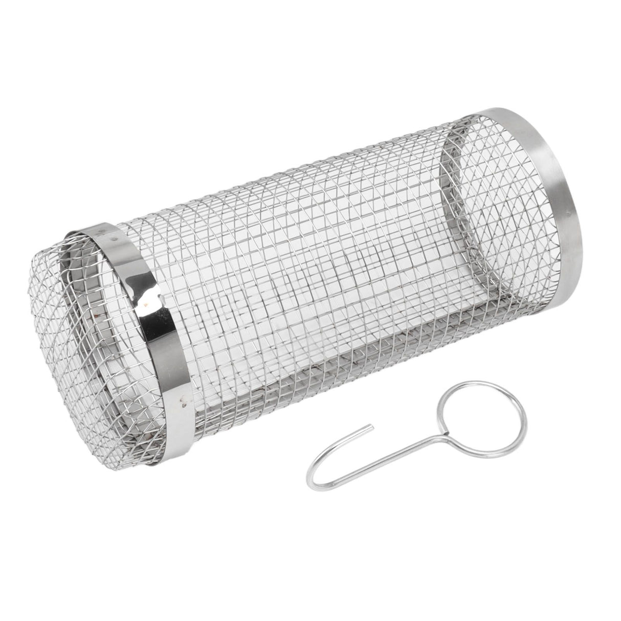 Barbecue Grilling Basket Stainless Steel Heat Resistant Rust Prevention BBQ Grill Cage with Hook for Camping Party 20cm/7.9in