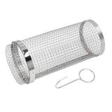 Barbecue Grilling Basket Stainless Steel Heat Resistant Rust Prevention BBQ Grill Cage with Hook for Camping Party 20cm/7.9in