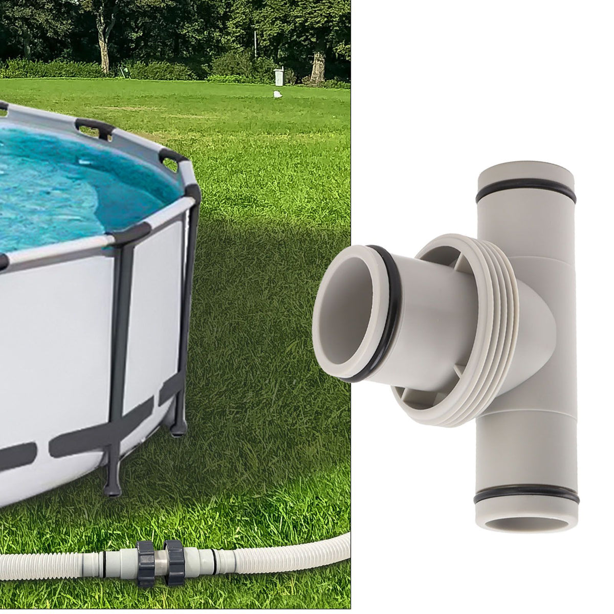 Pool Hose Adapter T Shape Threaded Pump Connector 1.5in to 1.25in Connection Hose Plunger for Pool Maintenance