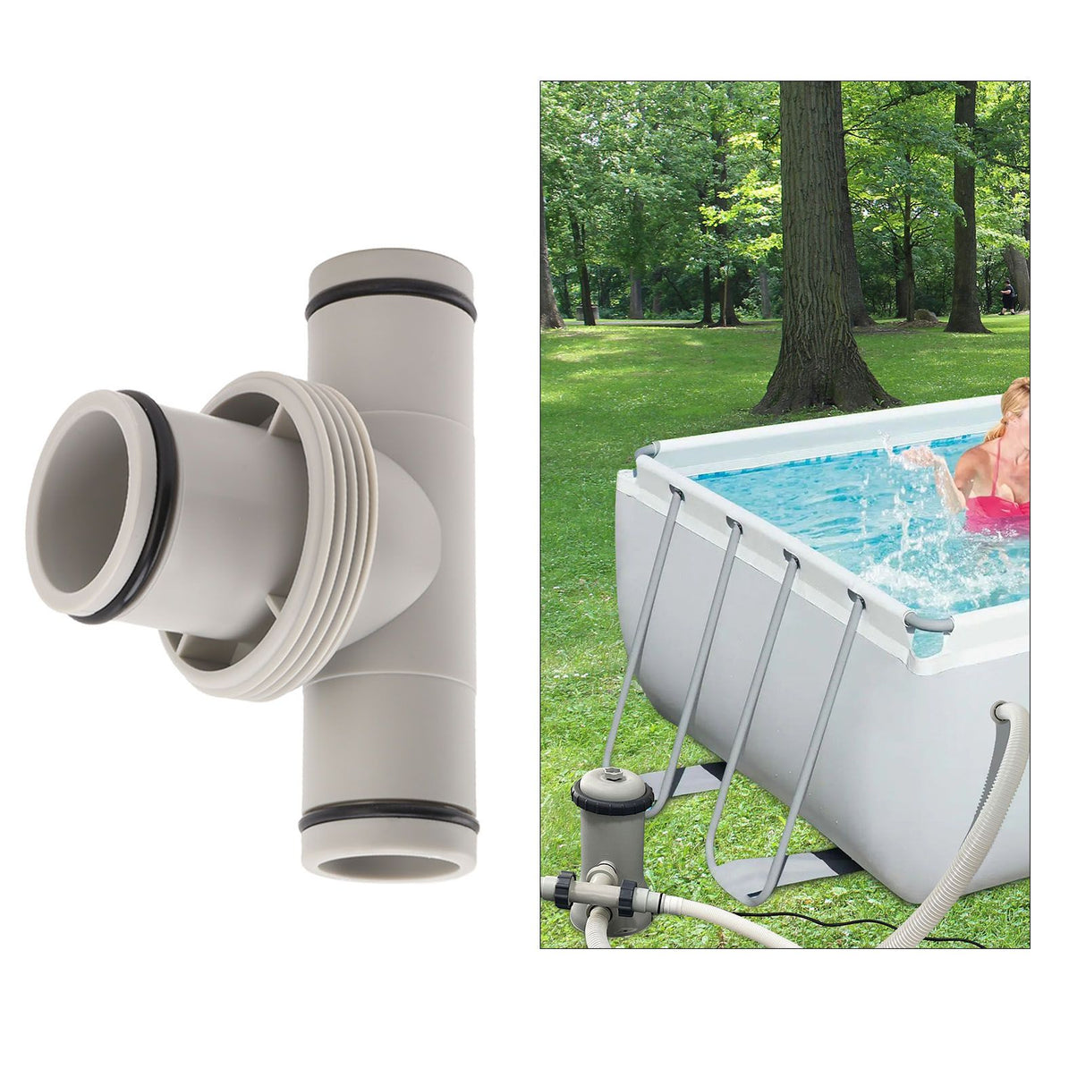 Pool Hose Adapter T Shape Threaded Pump Connector 1.5in to 1.25in Connection Hose Plunger for Pool Maintenance