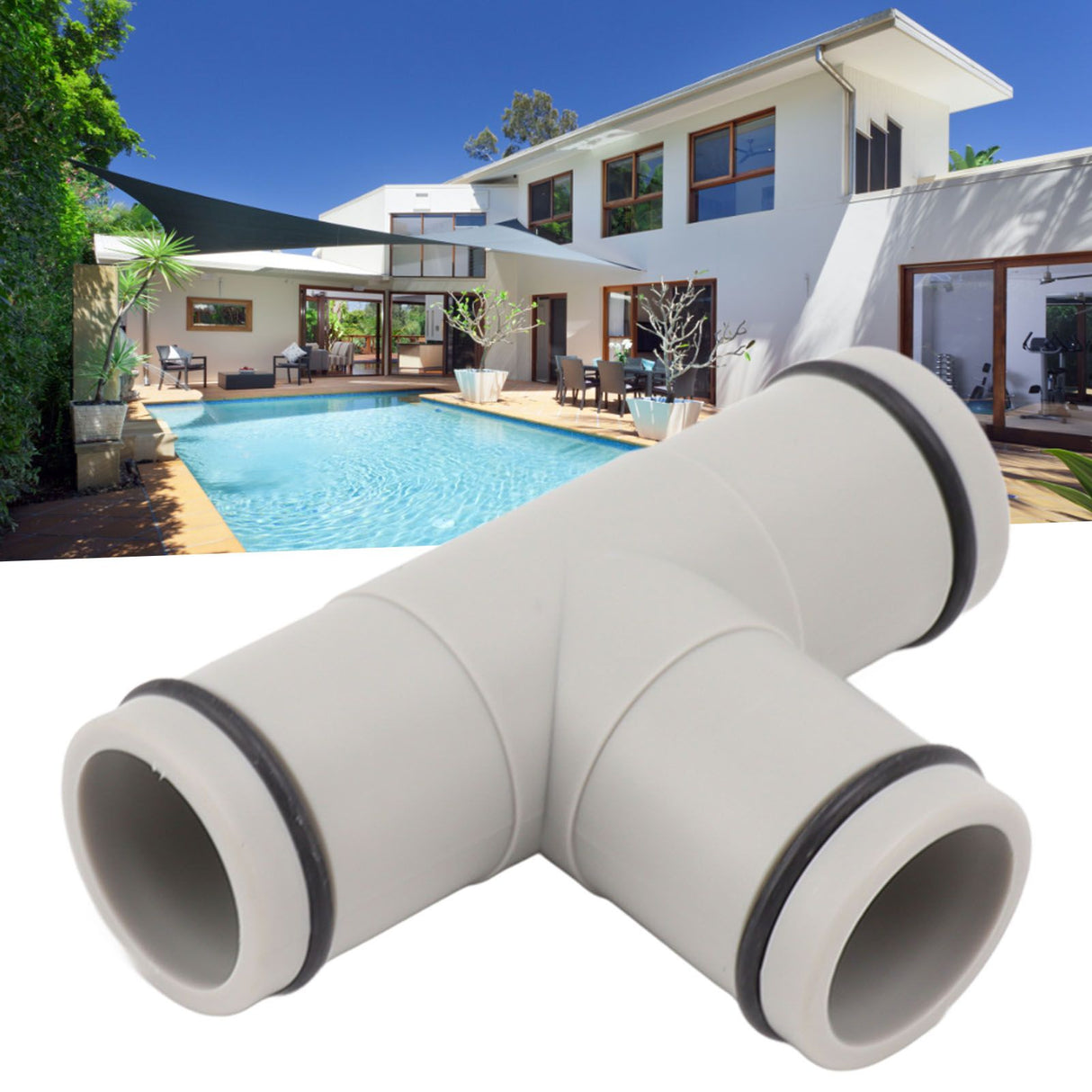 T Shape Hose Plunger Valve 1.25 Inch Plastic Dual Split Hose Plunger Valve for Above Ground Swimming Pool
