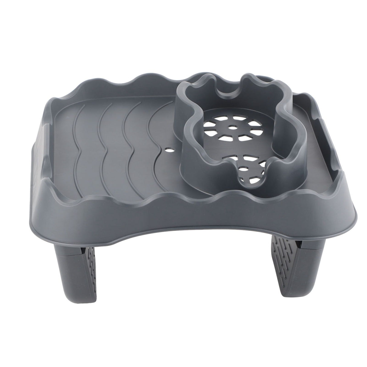 Hot Tub Table Tray with Drain Holes Anti Slip Adjustable Hot Tub Side Table for Swimming Pools SPA Bathtub Grey