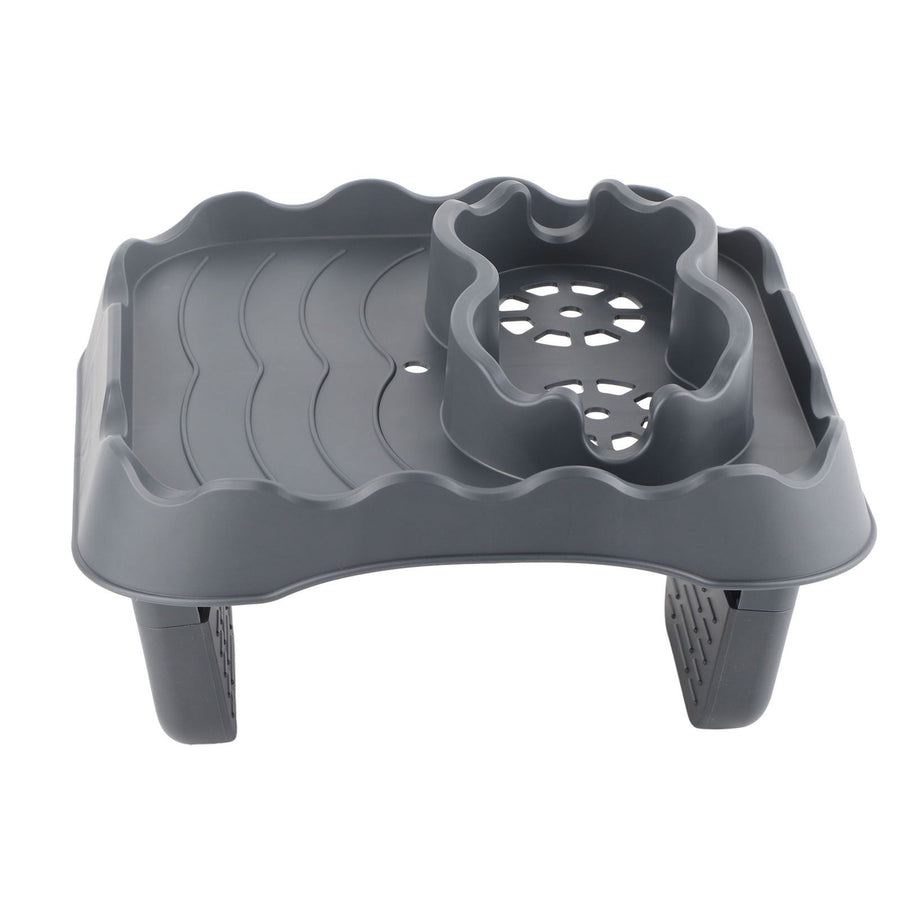 Hot Tub Table Tray with Drain Holes Anti Slip Adjustable Hot Tub Side Table for Swimming Pools SPA Bathtub Grey