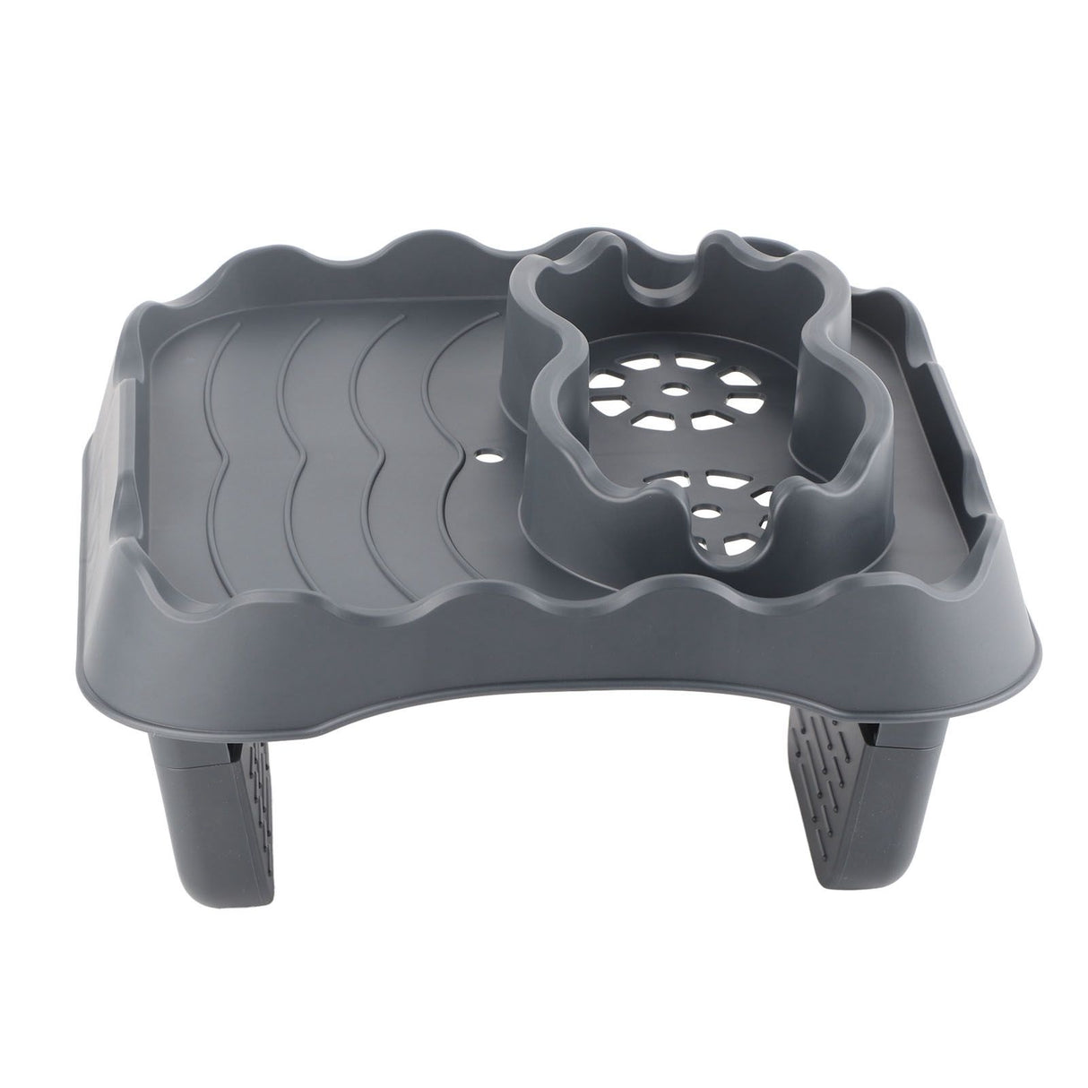 Hot Tub Table Tray with Drain Holes Anti Slip Adjustable Hot Tub Side Table for Swimming Pools SPA Bathtub Grey
