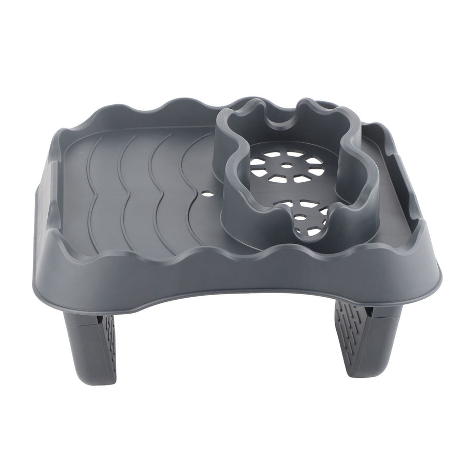 Hot Tub Table Tray with Drain Holes Anti Slip Adjustable Hot Tub Side Table for Swimming Pools SPA Bathtub Grey