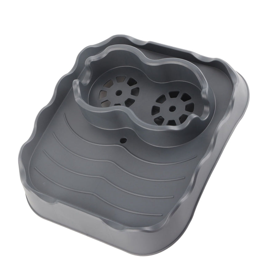Hot Tub Table Tray with Drain Holes Anti Slip Adjustable Hot Tub Side Table for Swimming Pools SPA Bathtub Grey