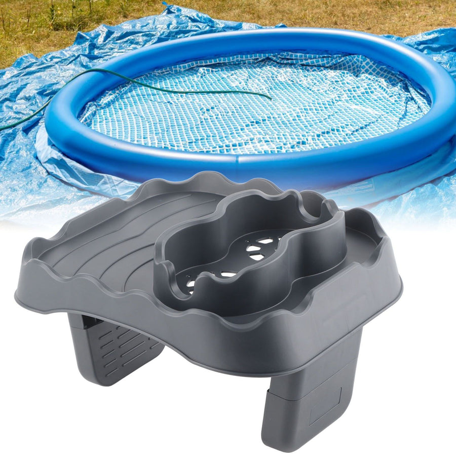 Hot Tub Table Tray with Drain Holes Anti Slip Adjustable Hot Tub Side Table for Swimming Pools SPA Bathtub Grey