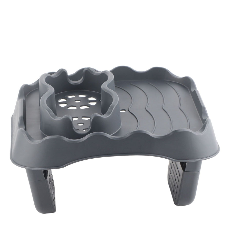 Hot Tub Table Tray with Drain Holes Anti Slip Adjustable Hot Tub Side Table for Swimming Pools SPA Bathtub Grey