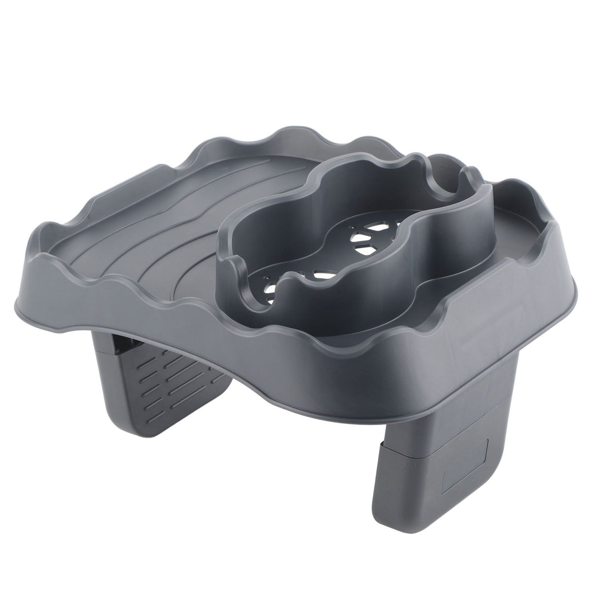 Hot Tub Table Tray with Drain Holes Anti Slip Adjustable Hot Tub Side Table for Swimming Pools SPA Bathtub Grey