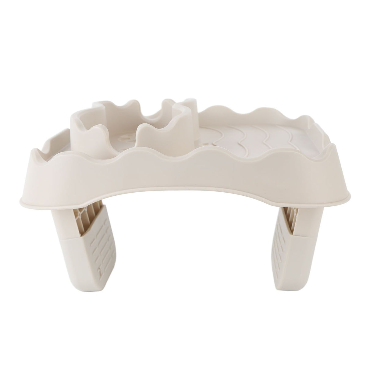Hot Tub Table Tray with Drain Holes Anti Slip Adjustable Hot Tub Side Table for Swimming Pools SPA Bathtub Beige