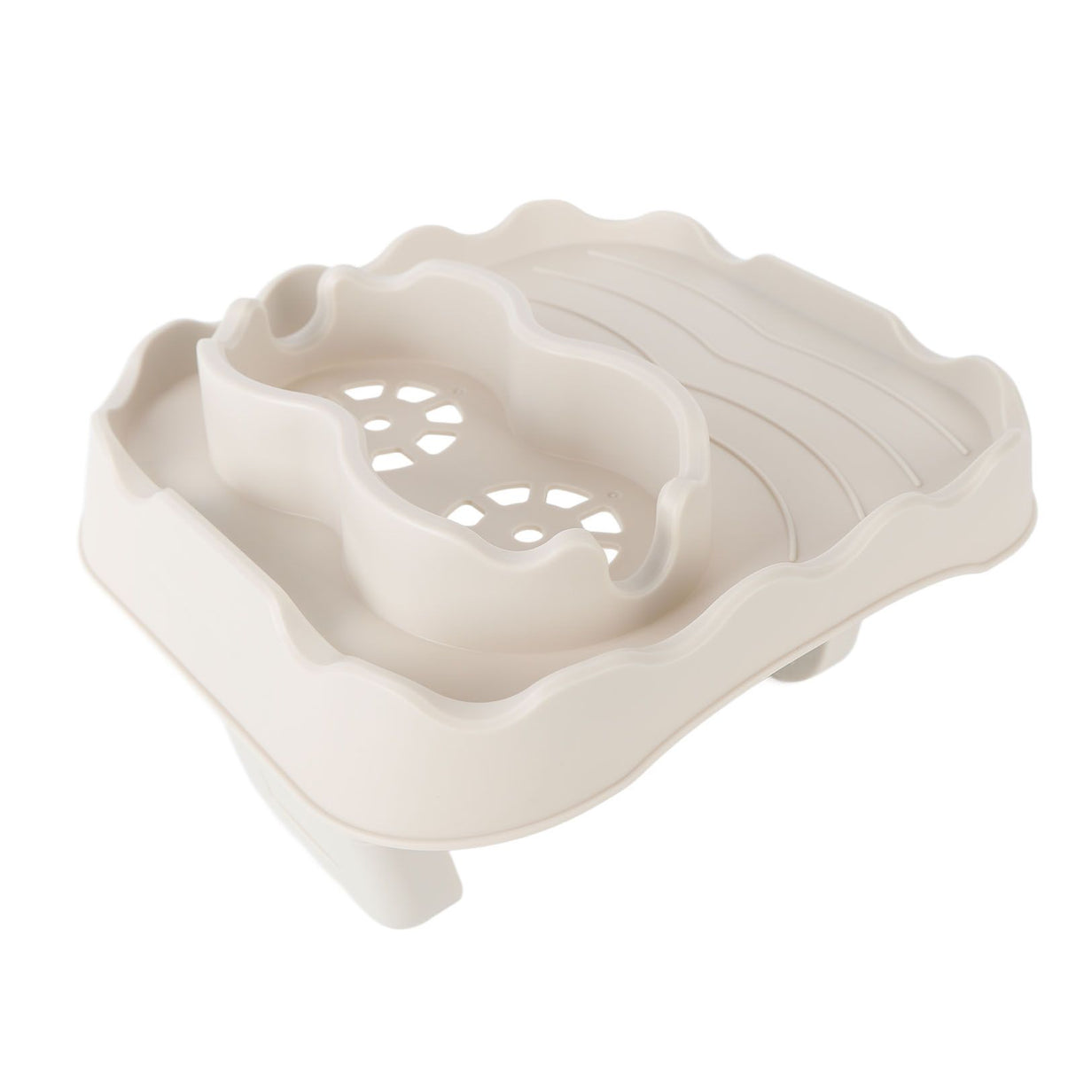 Hot Tub Table Tray with Drain Holes Anti Slip Adjustable Hot Tub Side Table for Swimming Pools SPA Bathtub Beige