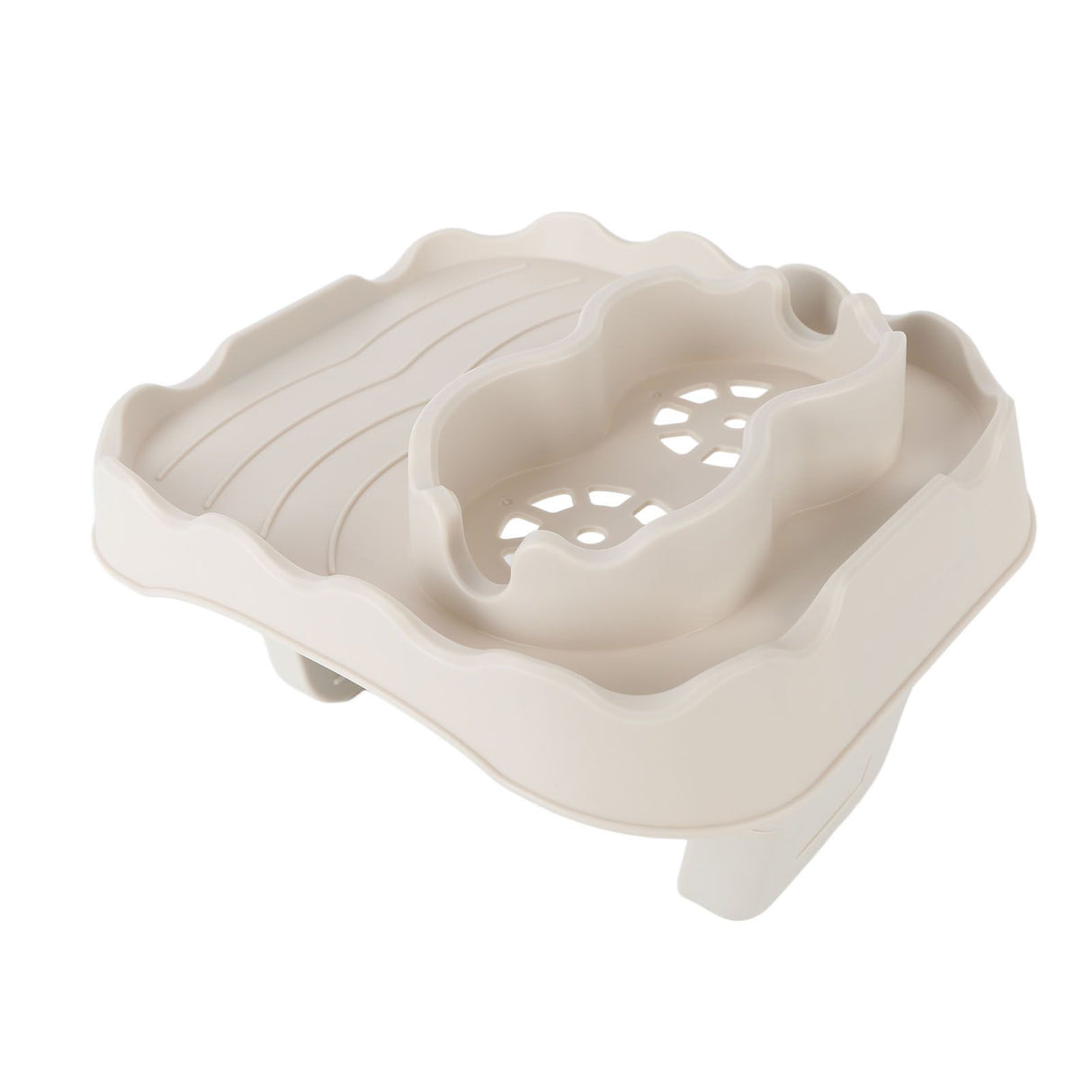 Hot Tub Table Tray with Drain Holes Anti Slip Adjustable Hot Tub Side Table for Swimming Pools SPA Bathtub Beige