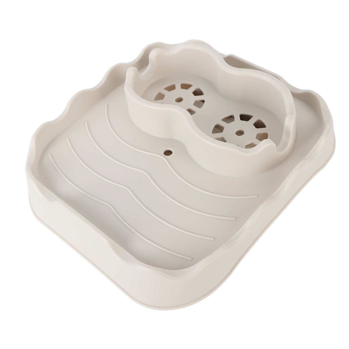 Hot Tub Table Tray with Drain Holes Anti Slip Adjustable Hot Tub Side Table for Swimming Pools SPA Bathtub Beige