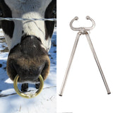 Cow Nose Plier Stainless Steel Automatic Locking Bull Cattle Nose Ring Pliers for Farm Ranch