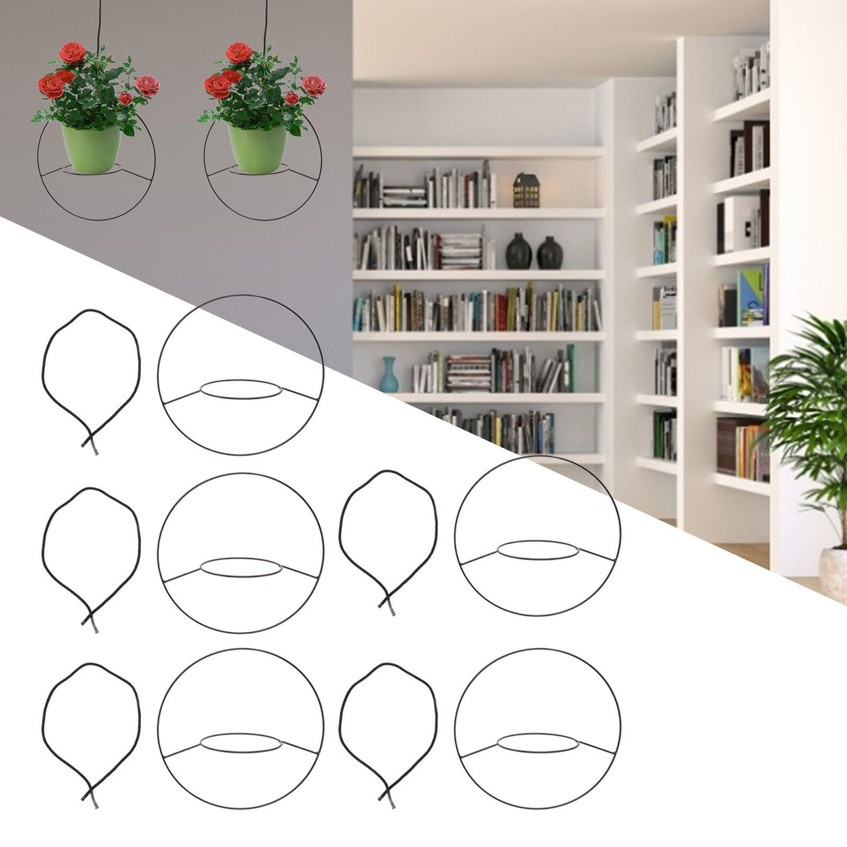 5pcs Hanging Planter Holder Rust Proof Decorative Metal Hanging Flower Pot Basket for Living Room Indoor Garden Balcony