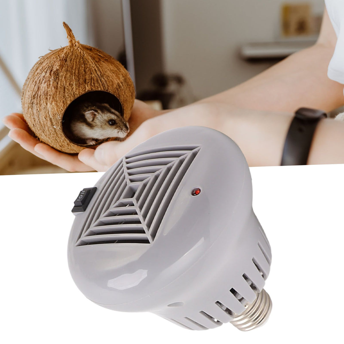 E27 50W to 100W Pet Heating Bulb with Grey Housing 220V 3 Gears Adjustable Basking Light Bulb for Reptile Small Pet Box
