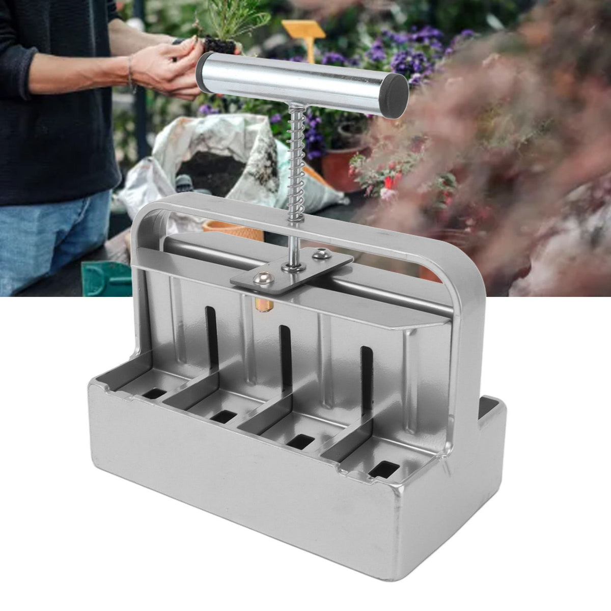 Soil Blocker with Comfortable Handle Manual 8 Cell Soil Block Maker for Outdoor Plants Gardening