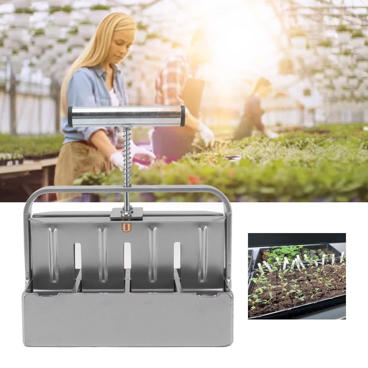 Soil Blocker with Comfortable Handle Manual 8 Cell Soil Block Maker for Outdoor Plants Gardening
