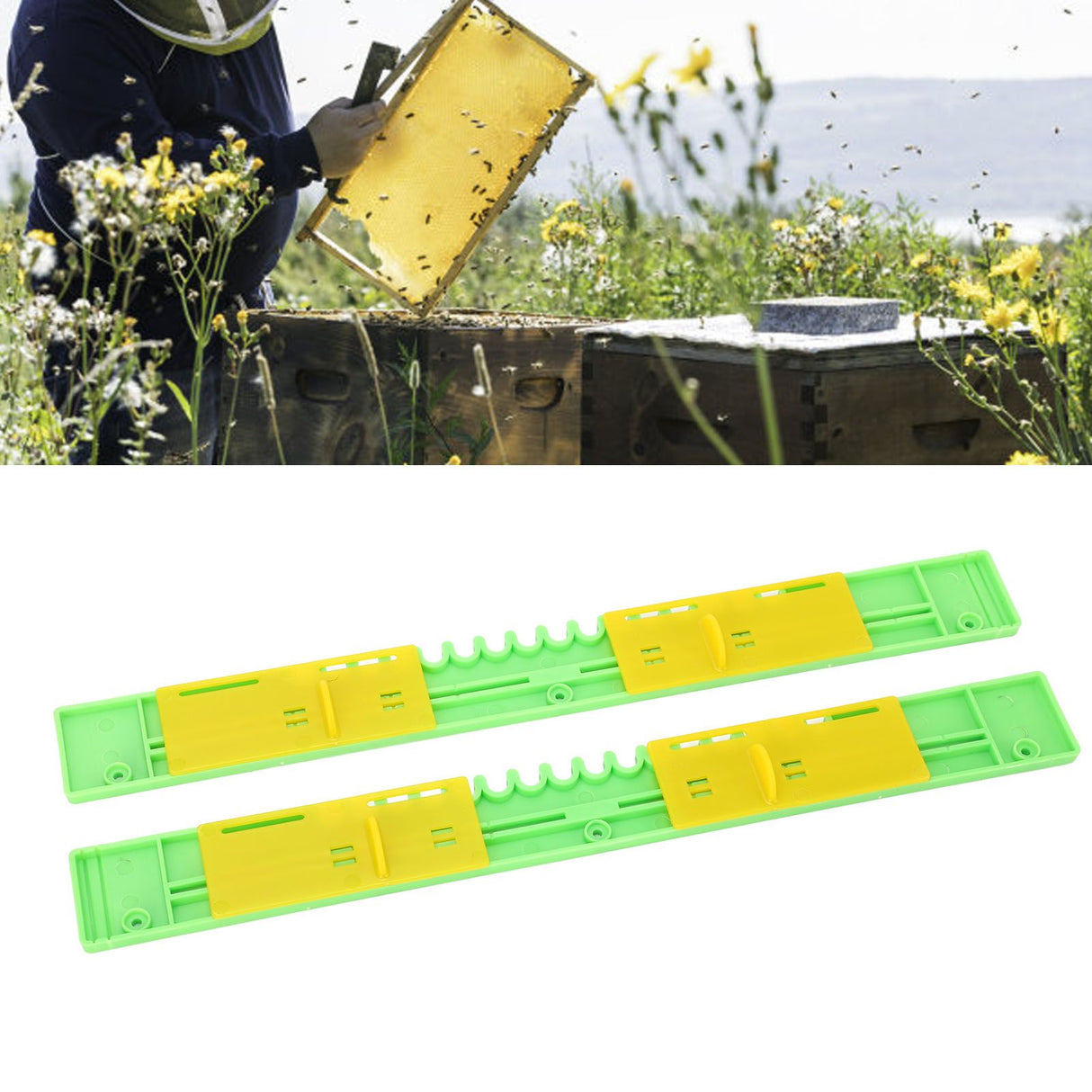 2PCS Bee Door Sliding Guards Beehive Entrance Reducer Beekeeping Gate Anti Escape Frame Vents 37.5cm / 14.8in