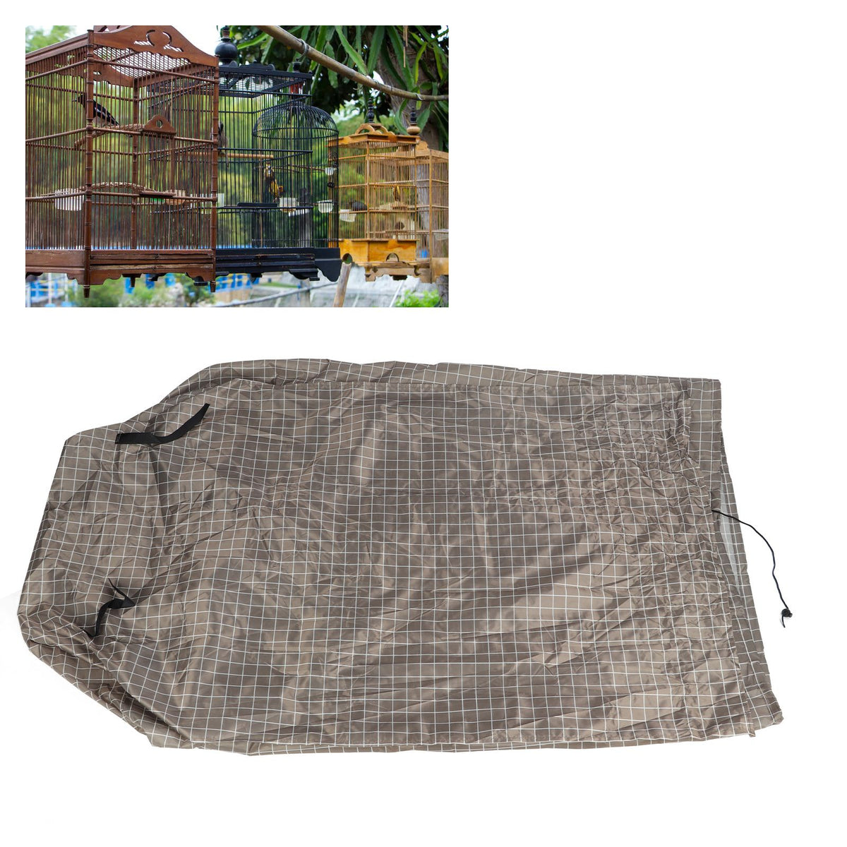 Bird Cage Cover Waterproof Windproof Breathable Birdcage Cover with Mesh Window Seed Catcher for Parrots Parakeets