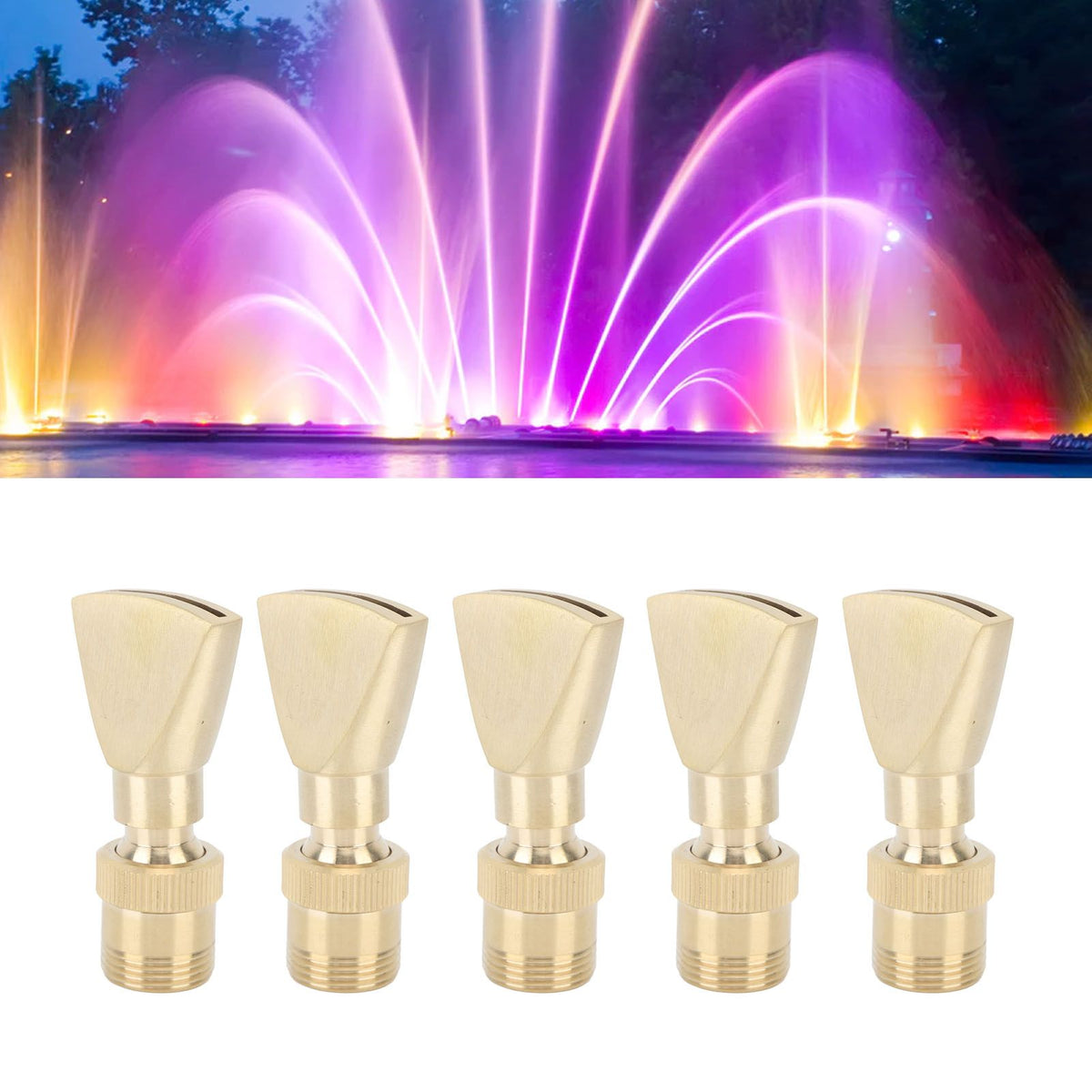 5Pcs Brass Fountain Nozzles Fan Shaped Water Fountain Nozzle Exquisite Fountain Head Sprinkler for Garden Yard Mall